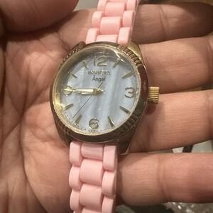 Working Invicta Ladies Angel Blue MOP DIAL Pink Silicone Band Watch 34mm Fit 7in